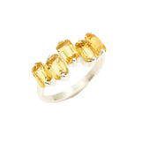 Citrine Baguette Ring - Natural Citrine Ring, Gold Citrine Ring