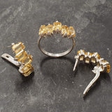 Citrine Baguette Ring - Natural Citrine Ring, Gold Citrine Ring