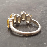 Citrine Baguette Ring - Natural Citrine Ring, Gold Citrine Ring