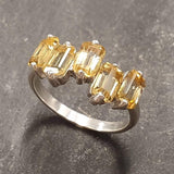 Citrine Baguette Ring - Natural Citrine Ring, Gold Citrine Ring