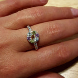 Multistone Ring, Topaz Ring, Citrine, Blue Topaz, Amethyst, Peridot, Flower Ring, Birthstone Ring, Flower Design, Unique Ring, Silver Ring