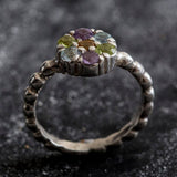 Multistone Ring, Topaz Ring, Citrine, Blue Topaz, Amethyst, Peridot, Flower Ring, Birthstone Ring, Flower Design, Unique Ring, Silver Ring