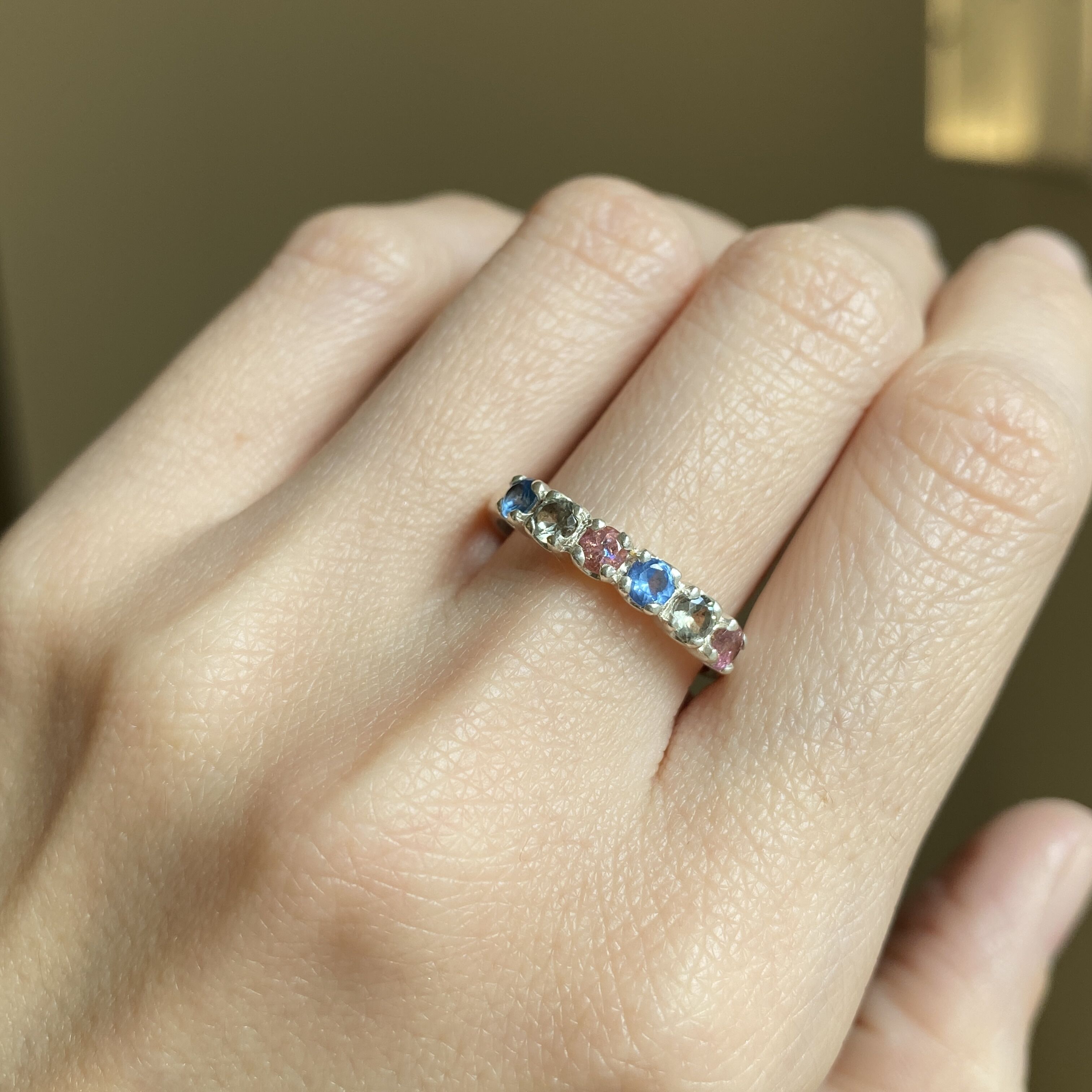 Tourmaline Ring, Natural Tourmaline, October Ring, Half Eternity Band, Multistone Ring, October Birthstone, Solid Silver Ring, Tourmaline (644731202)