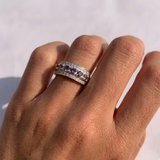 Natural Amethyst Ring - Half Eternity Ring - Purple Vintage Ring