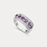 Natural Amethyst Ring - Half Eternity Ring - Purple Vintage Ring