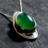 Oval Emerald Pendant, Created Emerald Necklace, May Birthstone, Statement Emerald Necklace, Long Green Pendant, Necklace, Rare By Adina