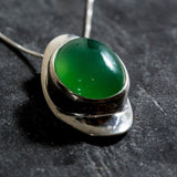 Oval Emerald Pendant, Created Emerald Necklace, May Birthstone, Statement Emerald Necklace, Long Green Pendant, Necklace, Rare By Adina