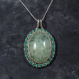 Statement Pendant, Prehnite Pendant, Large Prehnite, Natural Prehnite, Emerald Pendant, Natural Emerald, Birthstone Pendant, Unique Necklace