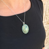 Statement Pendant, Prehnite Pendant, Large Prehnite, Natural Prehnite, Emerald Pendant, Natural Emerald, Birthstone Pendant, Unique Necklace