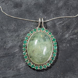 Statement Pendant, Prehnite Pendant, Large Prehnite, Natural Prehnite, Emerald Pendant, Natural Emerald, Birthstone Pendant, Unique Necklace