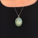 Statement Pendant, Prehnite Pendant, Large Prehnite, Natural Prehnite, Emerald Pendant, Natural Emerald, Birthstone Pendant, Unique Necklace