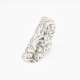 Long Silver Ring, Shield Ring, Armor Ring, Solid Silver Ring, Statement Ring, Vintage Ring, Boho Ring, Ornament Ring, Sterling Silver Ring