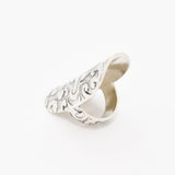 Long Silver Ring, Shield Ring, Armor Ring, Solid Silver Ring, Statement Ring, Vintage Ring, Boho Ring, Ornament Ring, Sterling Silver Ring
