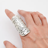 Long Silver Ring, Shield Ring, Armor Ring, Solid Silver Ring, Statement Ring, Vintage Ring, Boho Ring, Ornament Ring, Sterling Silver Ring