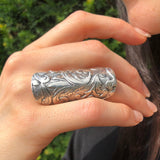Long Silver Ring, Shield Ring, Armor Ring, Solid Silver Ring, Statement Ring, Vintage Ring, Boho Ring, Ornament Ring, Sterling Silver Ring