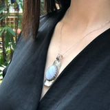 Long Pendant, Blue Lace Agate Pendant, Symbolic Pendant, Tribal Pendant, Lilac Pendant, Vintage Pendant, Artistic Pendant, Silver Pendant