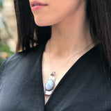 Long Pendant, Blue Lace Agate Pendant, Symbolic Pendant, Tribal Pendant, Lilac Pendant, Vintage Pendant, Artistic Pendant, Silver Pendant