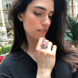 Pink Vintage Ring, Natural Rhodochrosite, Statement Ring, Antique Ring, Massive Ring, Pink Ring, Unique Stone Ring, Sterling Silver Ring
