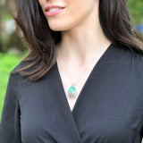 Chrysoprase Pendant, Natural Chrysoprase, May Birthstone, Green Oval Pendant, Unique Stone Pendant, Raw Metrix Chrysoprase, Silver Pendant