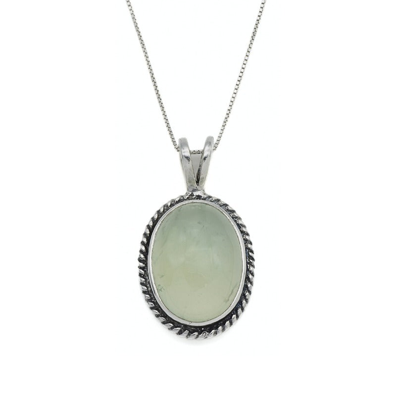 Prehnite Pendant, Natural Prehnite, Green Prehnite, Prehnite Necklace, May Pendant, Silver Prehnite, Green Healing Stone, 925 Silver Pendant