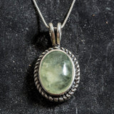 Prehnite Necklace - Natural Prehnite Necklace - Green Vintage Pendant