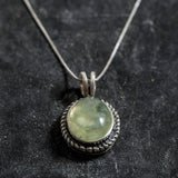 Prehnite Necklace - Natural Prehnite Necklace - Green Vintage Pendant