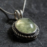 Prehnite Necklace - Natural Prehnite Necklace - Green Vintage Pendant