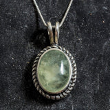 Prehnite Necklace - Natural Prehnite Necklace - Green Vintage Pendant