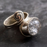 Rutilated Quartz Ring, Natural Quartz, Artistic Quartz Ring, Unique Quartz Ring, Vintage Ring, Statement Ring, Silver Art Ring, Quartz Ring