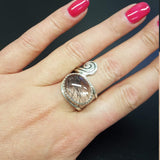 Rutilated Quartz Ring, Natural Quartz, Artistic Quartz Ring, Unique Quartz Ring, Vintage Ring, Statement Ring, Silver Art Ring, Quartz Ring