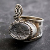 Rutilated Quartz Ring, Natural Quartz, Artistic Quartz Ring, Unique Quartz Ring, Vintage Ring, Statement Ring, Silver Art Ring, Quartz Ring