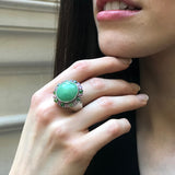 Chrysoprase Ring, Natural Chrysoprase, Stunning Ring, Green Statement Ring, Large Ring, Solid SIlver Ring, Pink Tourmaline, Chrome Diopside
