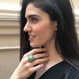 Chrysoprase Ring, Natural Chrysoprase, Stunning Ring, Green Statement Ring, Large Ring, Solid SIlver Ring, Pink Tourmaline, Chrome Diopside