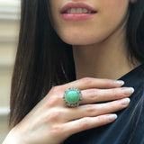 Chrysoprase Ring, Natural Chrysoprase, Stunning Ring, Green Statement Ring, Large Ring, Solid SIlver Ring, Pink Tourmaline, Chrome Diopside