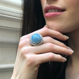Aquamarine Ring, Natural Aquamarine, Moonstone Ring, Statement Ring, Rainbow Moonstone, March Birthstone Ring, June Birthstone Ring, Aqua