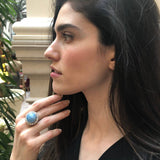 Aquamarine Ring, Natural Aquamarine, Moonstone Ring, Statement Ring, Rainbow Moonstone, March Birthstone Ring, June Birthstone Ring, Aqua