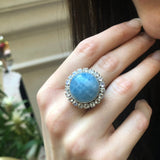 Aquamarine Ring, Natural Aquamarine, Moonstone Ring, Statement Ring, Rainbow Moonstone, March Birthstone Ring, June Birthstone Ring, Aqua