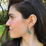 Turquoise Earrings, Natural Turquoise, Leaf Vintage Earrings, Green Boho Earrings, December Birthstone, Statement Earrings, Silver Earrings