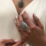 Prehnite Ring, Natural Prehnite, Massive Ring, Statement Ring, May Birthstone, Large Artistic Ring, Heavy Ring, Vintage Prehnite Ring