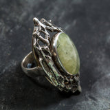 Prehnite Ring, Natural Prehnite, Massive Ring, Statement Ring, May Birthstone, Large Artistic Ring, Heavy Ring, Vintage Prehnite Ring
