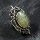 Prehnite Ring, Natural Prehnite, Massive Ring, Statement Ring, May Birthstone, Large Artistic Ring, Heavy Ring, Vintage Prehnite Ring