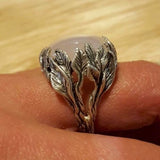 Statement Ring, Malachite Leaf Ring, Malachite Ring, Natural Malachite, Large Malachite, Silver Leaf Ring, Unique Artistic Ring, Malachite