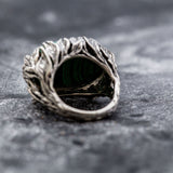 Statement Ring, Malachite Leaf Ring, Malachite Ring, Natural Malachite, Large Malachite, Silver Leaf Ring, Unique Artistic Ring, Malachite