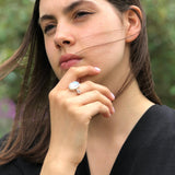 Moonstone Ring, Natural Rainbow Moonstone, June Birthstone, Oval Moonstone Ring, Two Stone Ring, Statement Silver Ring, Rare By Adina