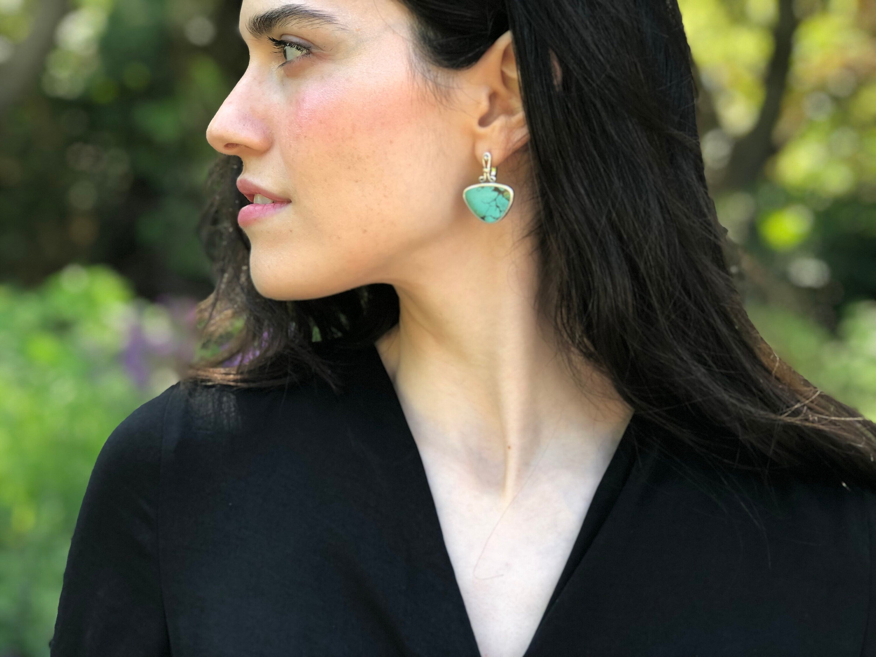 Turquoise Earrings, Natural Turquoise, Blue Boho Earrings, December Birthstone, Statement Earrings, Arizona Turquoise, Solid Silver Earrings