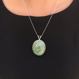 Statement Pendant, Prehnite Pendant, Large Prehnite, Natural Prehnite, Vintage Pendant, Birthstone Pendant, Unique Pendants