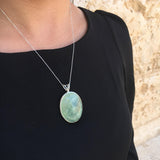 Statement Pendant, Prehnite Pendant, Large Prehnite, Natural Prehnite, Vintage Pendant, Birthstone Pendant, Unique Pendants