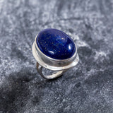 Lapis Lazuli Gemstone Rock Ring, Natural Lapis Lazuli, Lapis Lazuli Ring, Silver Statement Ring, Lapis Lazuli Ring on 925 Sterling Silver