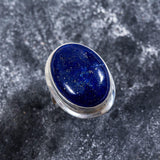 Lapis Lazuli Gemstone Rock Ring, Natural Lapis Lazuli, Lapis Lazuli Ring, Silver Statement Ring, Lapis Lazuli Ring on 925 Sterling Silver