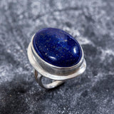 Lapis Lazuli Gemstone Rock Ring, Natural Lapis Lazuli, Lapis Lazuli Ring, Silver Statement Ring, Lapis Lazuli Ring on 925 Sterling Silver